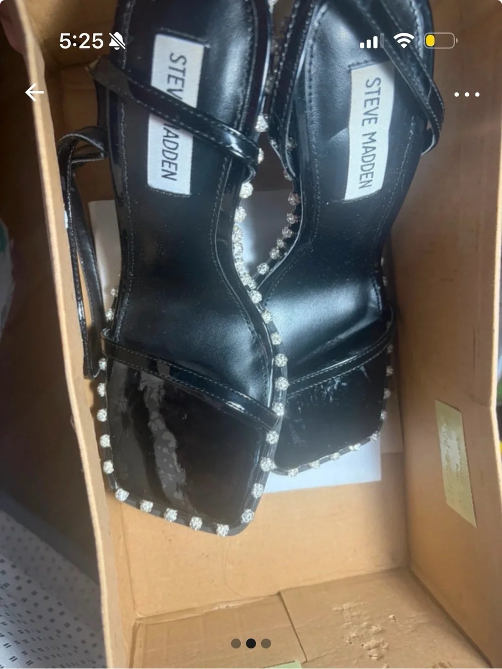 Steve Madden Black Crystal-Trim Strappy Heels